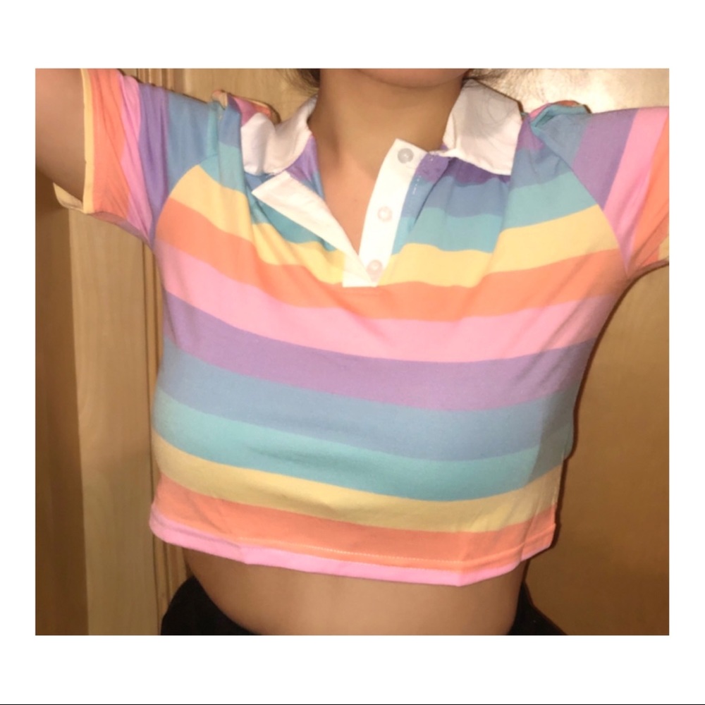 Rainbow Crop Top Polo 🌈